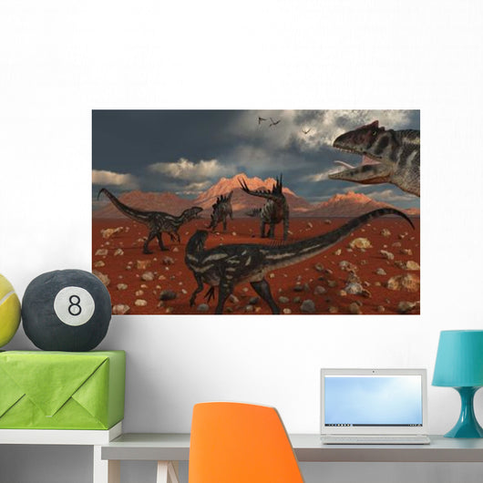 Pack Allosaurus Dinosaurs Track Wall Decal