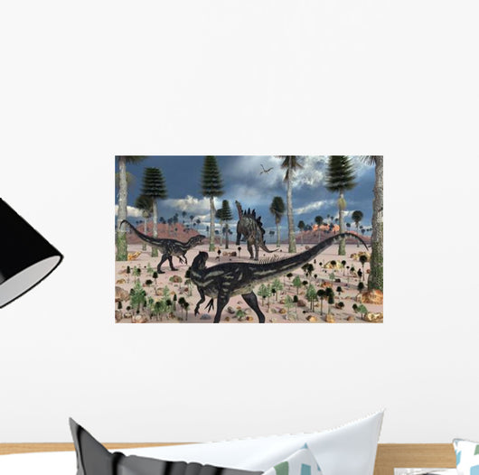 Pair Allosaurus Dinosaurs Confront Wall Decal