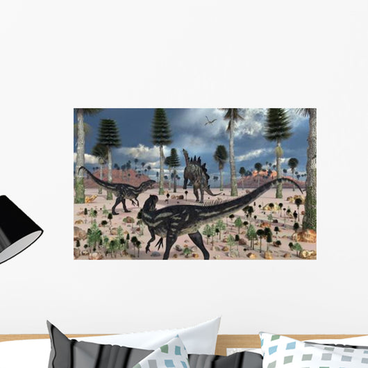 Pair Allosaurus Dinosaurs Confront Wall Decal