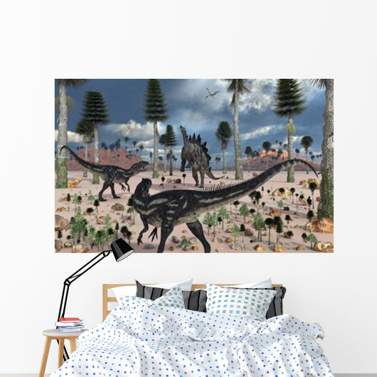 Pair Allosaurus Dinosaurs Confront Wall Decal