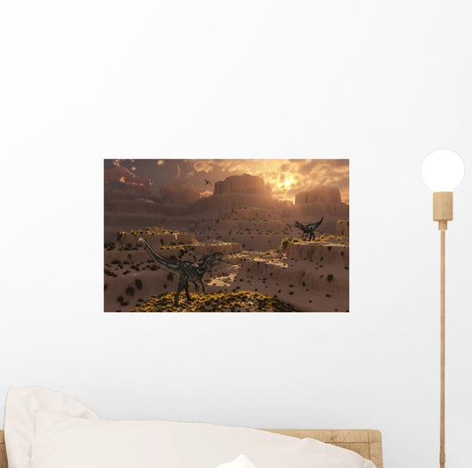 Pair Carnivorous Allosaurus Dinosaurs Wall Decal