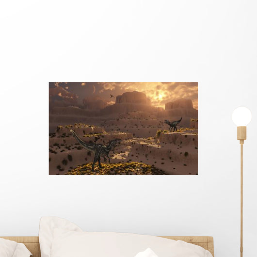Pair Carnivorous Allosaurus Dinosaurs Wall Decal