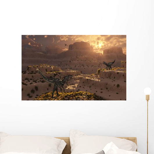 Pair Carnivorous Allosaurus Dinosaurs Wall Decal