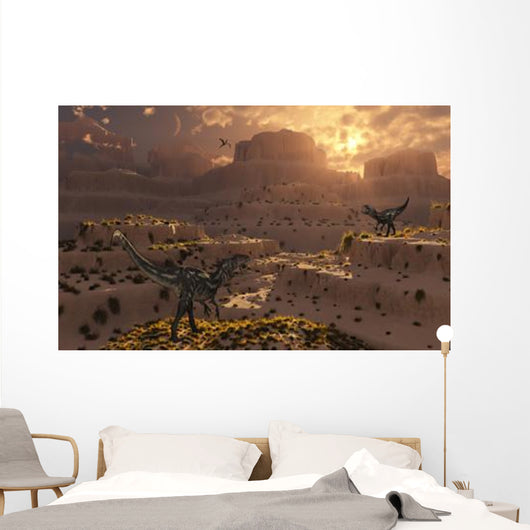 Pair Carnivorous Allosaurus Dinosaurs Wall Decal