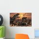 Dinosaurs and Robots Fight Wall Decal