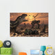 Dinosaurs and Robots Fight Wall Decal