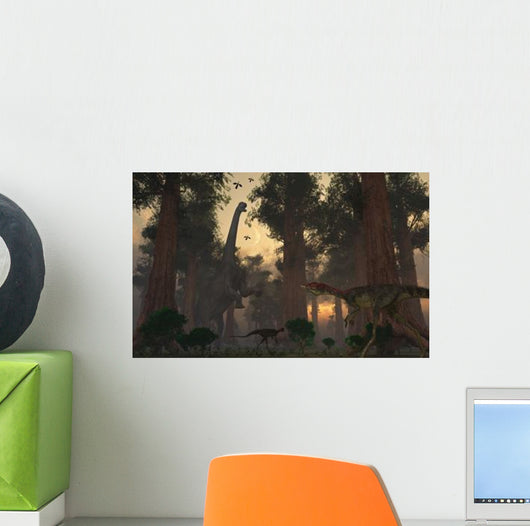 Camarasaurus Dinosaur Feeding While Wall Decal