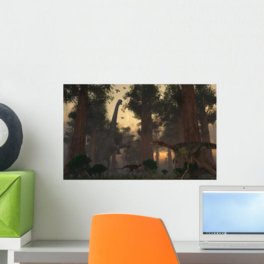 Camarasaurus Dinosaur Feeding While Wall Decal