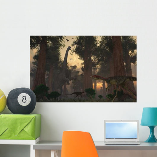 Camarasaurus Dinosaur Feeding While Wall Decal