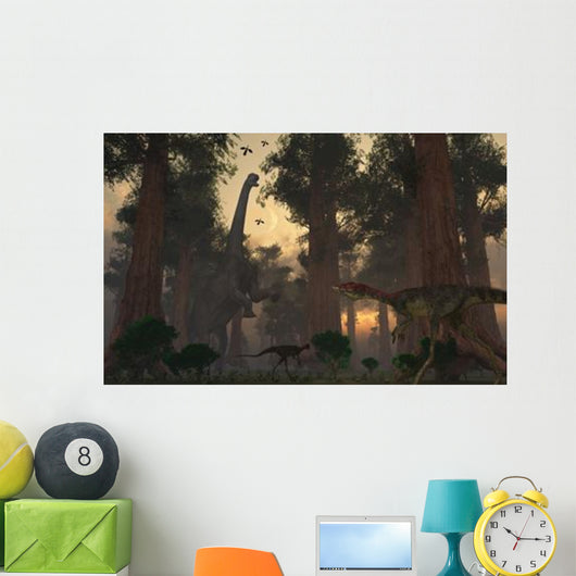 Camarasaurus Dinosaur Feeding While Wall Decal