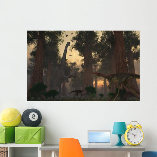 Camarasaurus Dinosaur Feeding While Wall Decal