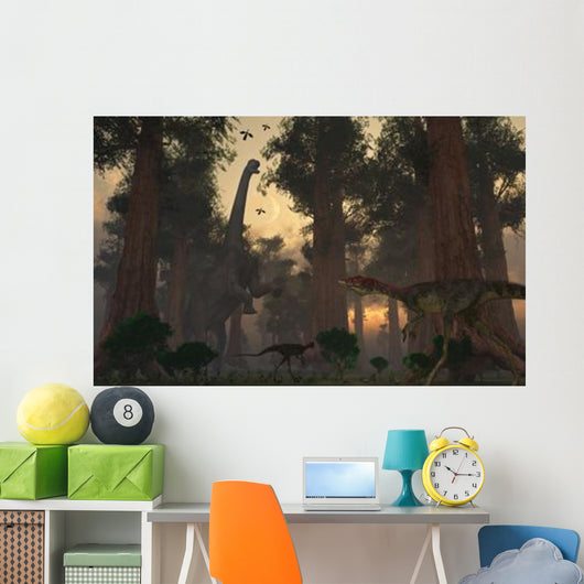 Camarasaurus Dinosaur Feeding While Wall Decal