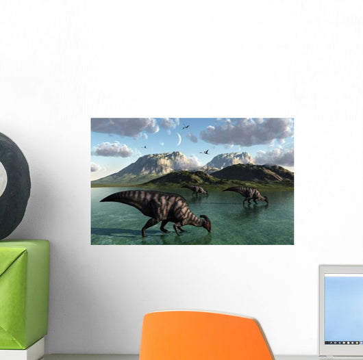 Group Parasaurolophus Dinosaurs Feed Wall Decal