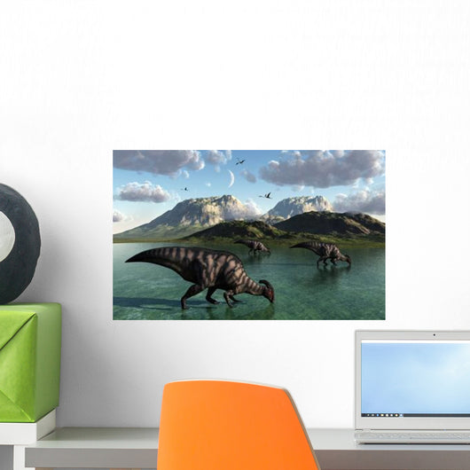Group Parasaurolophus Dinosaurs Feed Wall Decal