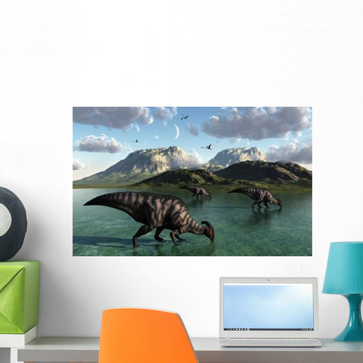 Group Parasaurolophus Dinosaurs Feed Wall Decal