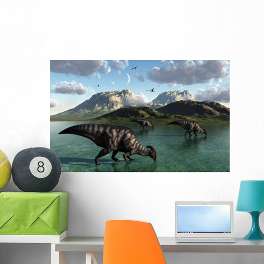 Group Parasaurolophus Dinosaurs Feed Wall Decal