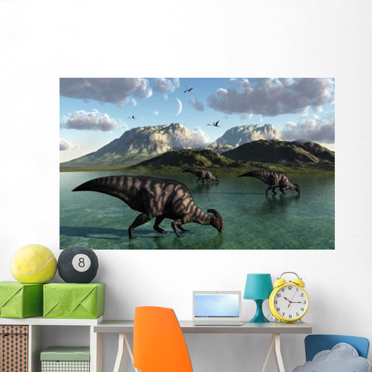 Group Parasaurolophus Dinosaurs Feed Wall Decal