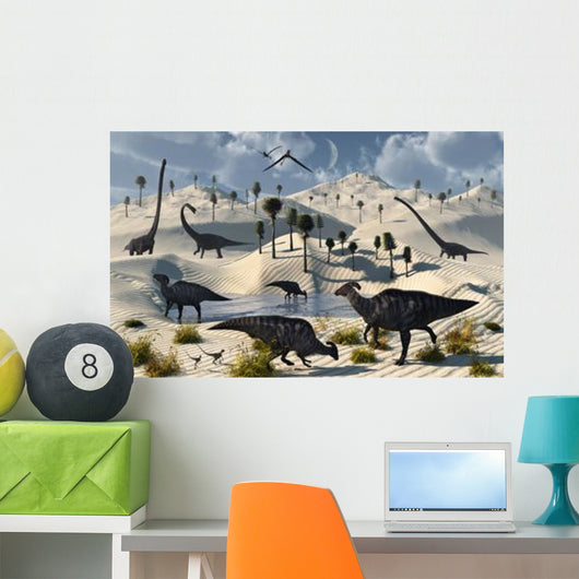 Dinosaurs Gather Life Saving Wall Decal