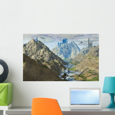 Alien Reptoid Looks upon Wall Decal shown on a wall