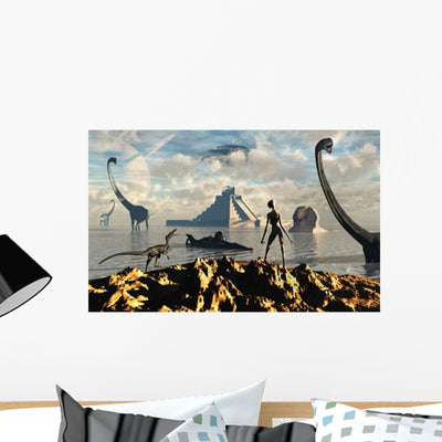 Alien World Where Reptoid Wall Decal shown on a wall