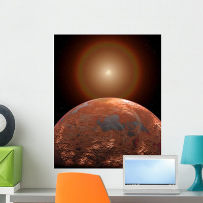 Artist's Concept Distant Red Wall Decal Design 2 shown on a wall