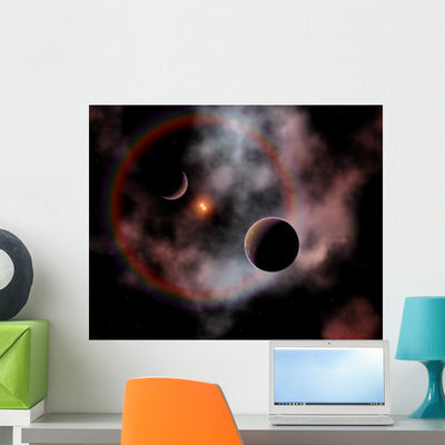 Artist's Concept Rose Nebula Wall Decal Design 2 shown on a wall
