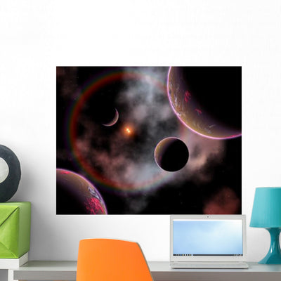 Artist's Concept Rose Nebula Wall Decal Design 1 shown on a wall