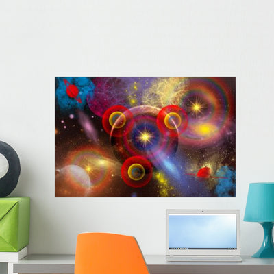 Artist's Concept Planets and Wall Decal shown on a wall