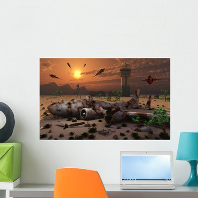 Artist's Concept Science Fiction Wall Decal Design 1 shown on a wall