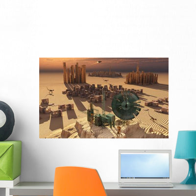 Robots Maintain Forgotten Colony Wall Decal shown on a wall