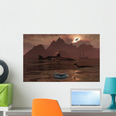 Artist's Concept Ancient Civilization Wall Decal shown on a wall