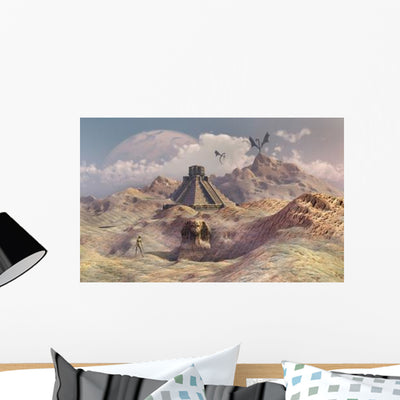 Alien World with Earth-like Wall Decal shown on a wall