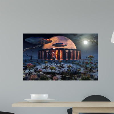Alien Explorers Alien World Wall Decal Design 1 shown on a wall