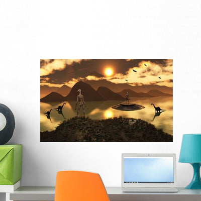 Distant Alien World Wall Decal shown on a wall