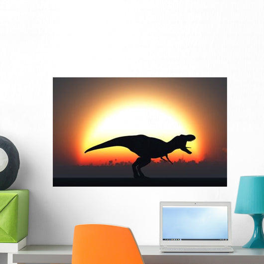 T Rex Silhouetted against Wall Decal
