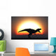 T Rex Silhouetted against Wall Decal