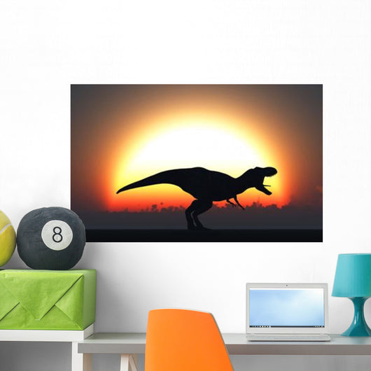 T Rex Silhouetted against Wall Decal