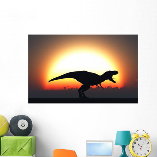 T Rex Silhouetted against Wall Decal