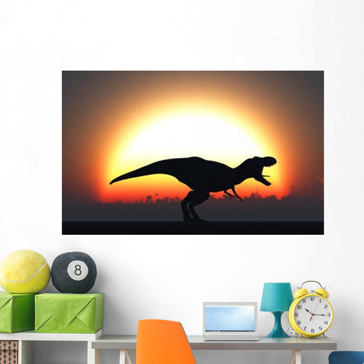 T Rex Silhouetted against Wall Decal