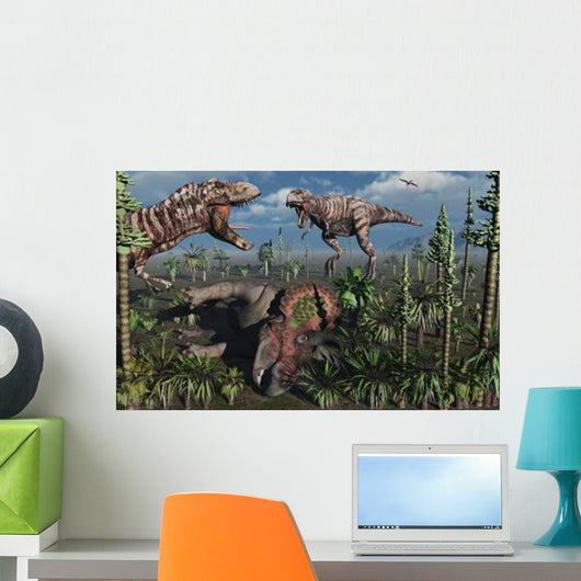 Two T Rex Dinosaurs Wall Decal