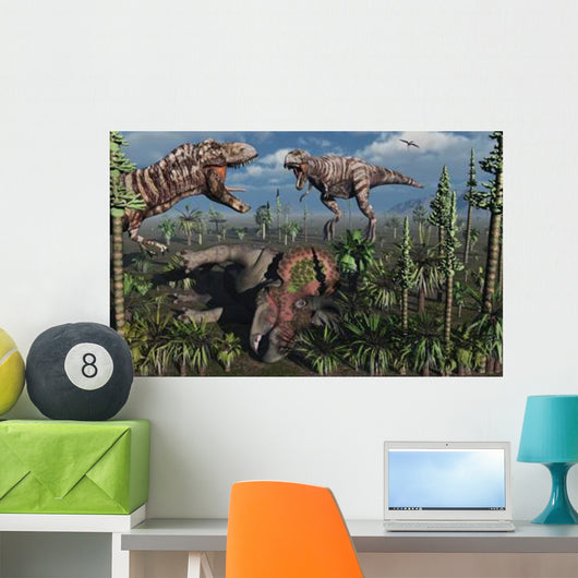 Two T Rex Dinosaurs Wall Decal