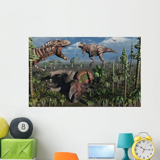 Two T Rex Dinosaurs Wall Decal