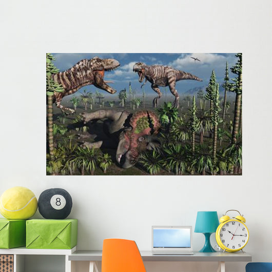 Two T Rex Dinosaurs Wall Decal
