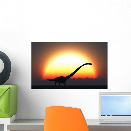 Silhouetted Omeisaurus Walks Pass Wall Decal