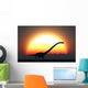 Silhouetted Omeisaurus Walks Pass Wall Decal
