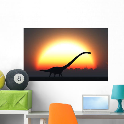 Silhouetted Omeisaurus Walks Pass Wall Decal