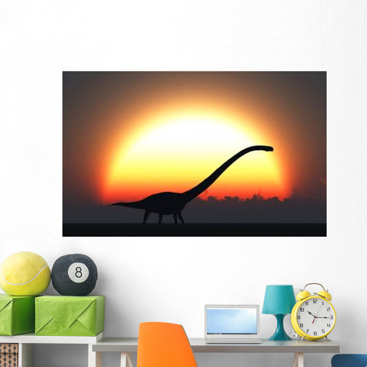 Silhouetted Omeisaurus Walks Pass Wall Decal