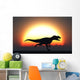 Silhouetted Allosaurus Sprinting against Wall Decal