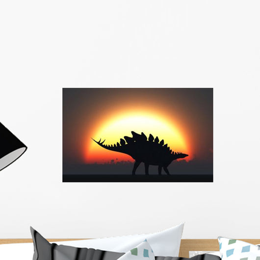 Stegosaurus against Setting Sun Wall Decal