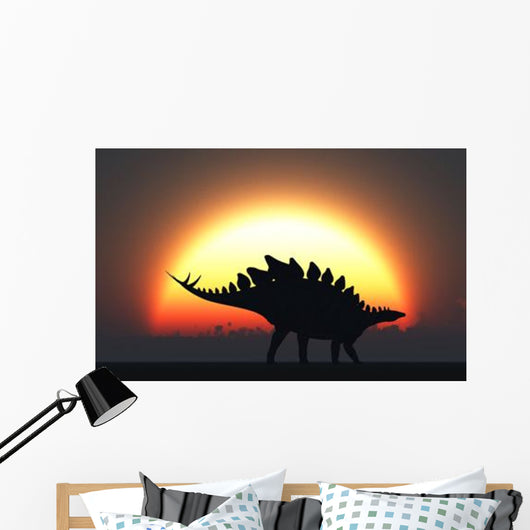 Stegosaurus against Setting Sun Wall Decal